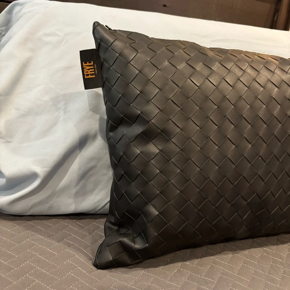 Frye Throw Pillow Black Faux Woven 19